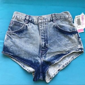Vintage 80s High Waist Denim Jean Shorts 27/28”